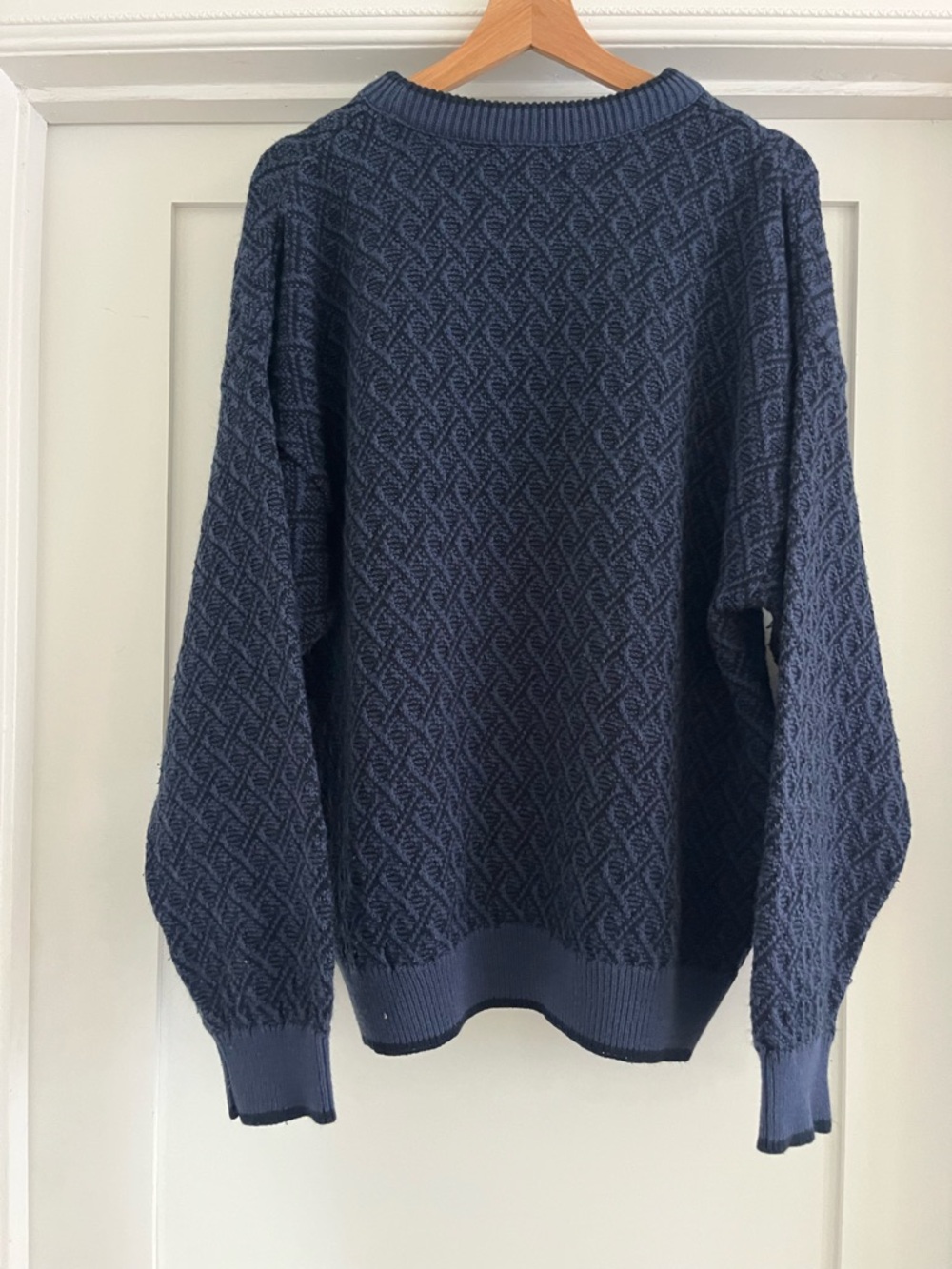 Vintage Jantzen Navy Diamond-Textured Crew Sweater XL